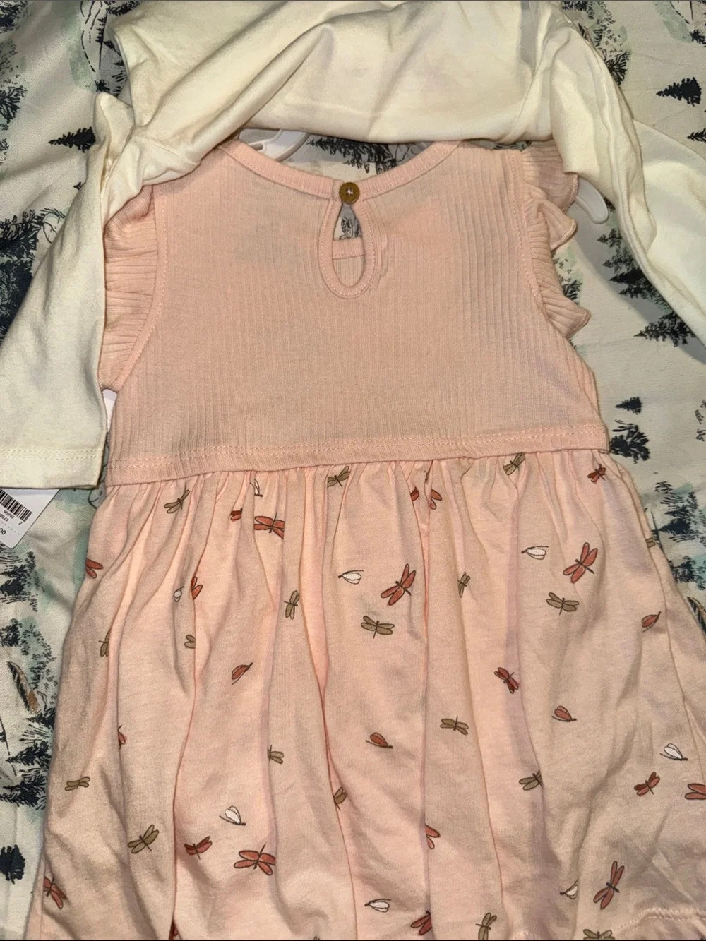 Carter's Light Pink Dragonfly Ruffle-Sleeve Dress with Cream Top NEW 9 month